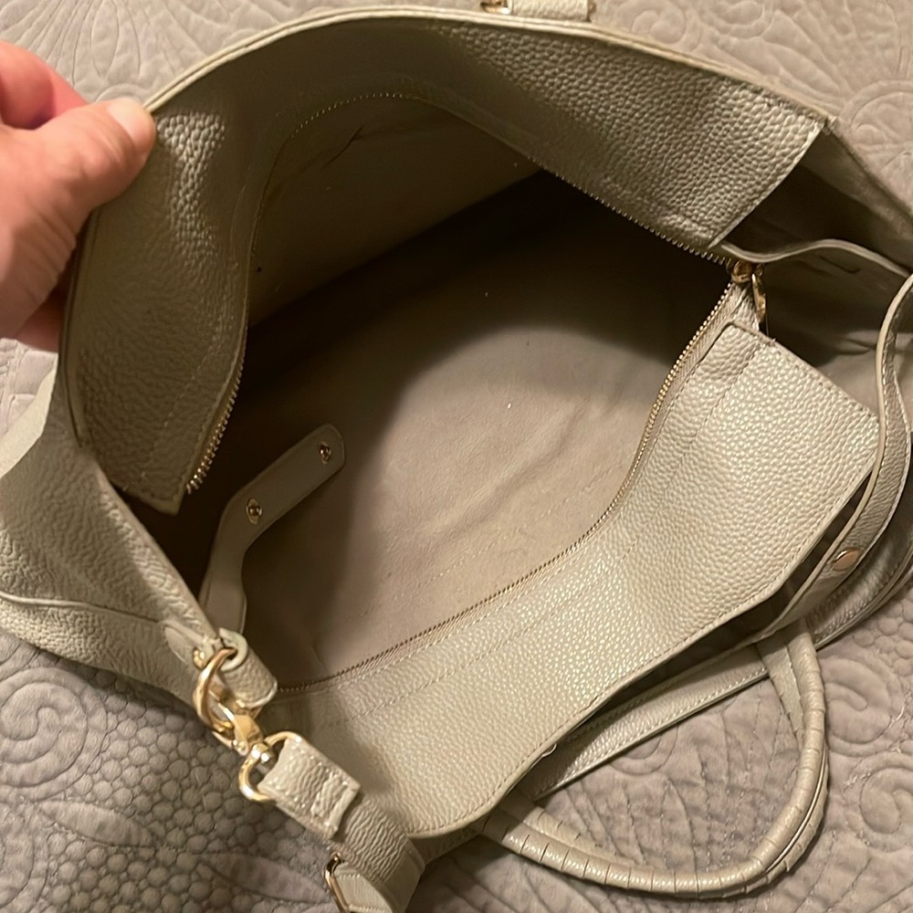 BCBG Beige Vegan Leather Tote Bag - Picture 6 of 15